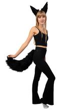 Haarband Furry Oren Staart Set Zwart Wolf Kat Vos Diadeem Do, Ophalen of Verzenden, Nieuw, Carnaval, Accessoires