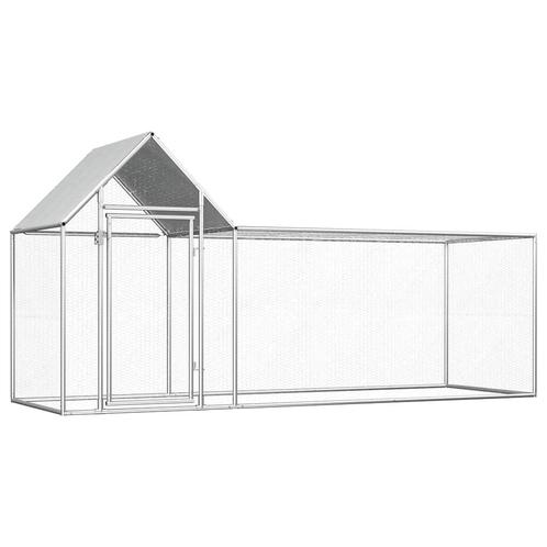 vidaXL Kippenren 3x1x1,5 m gegalvaniseerd staal, Dieren en Toebehoren, Knaagdieren en Konijnen | Hokken en Kooien, Nieuw, Verzenden