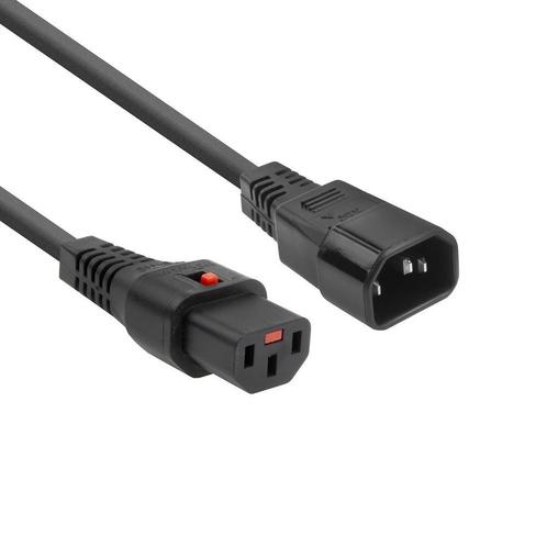 IEC C13 Lock Naar C14 Voedingskabel 2M Zwart - AK5034, Doe-het-zelf en Verbouw, Elektra en Kabels, Overige typen, Nieuw, Verzenden