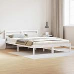 vidaXL Bedframe met hoofdeinde Wit 220 x 140 cm Massief, Huis en Inrichting, Slaapkamer | Bedden, Verzenden, Nieuw, Wit, Hout