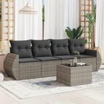vidaXL 5-delige Loungeset met kussens poly rattan grijs, Tuin en Terras, Tuinsets en Loungesets, Verzenden, Nieuw, Rotan, Loungeset