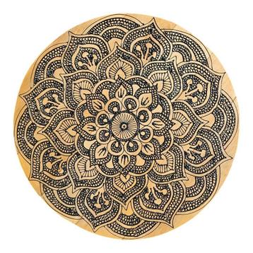 Groot hout wandbord mandala 50 cm zwart beschikbaar voor biedingen