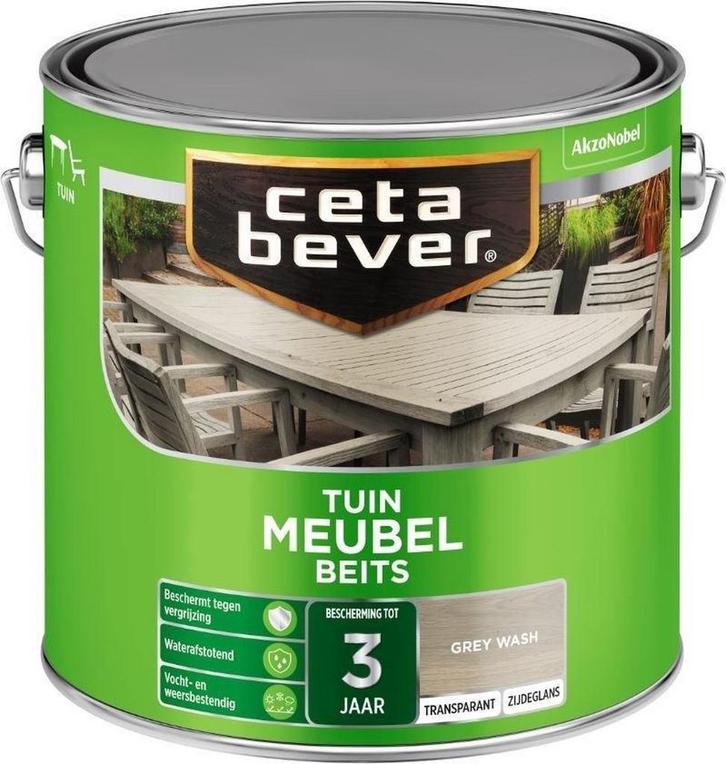 CetaBever Tuinmeubel Beits Greywash 5L, Doe-het-zelf en Verbouw, Verf, Beits en Lak, Beits, Nieuw, Minder dan 5 liter, Verzenden