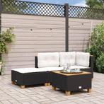 vidaXL Tuinkruk met kussen 63,5x56x32 cm poly rattan zwart, Verzenden, Nieuw, Rotan