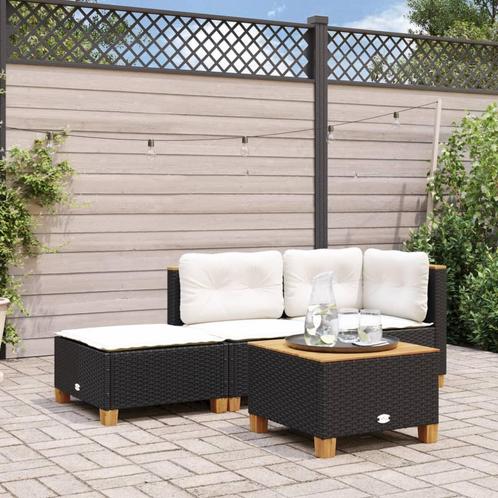 vidaXL Tuinkruk met kussen 63,5x56x32 cm poly rattan zwart, Tuin en Terras, Tuinsets en Loungesets, Nieuw, Rotan, Verzenden