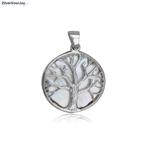 Zilveren parelmoer levensboom, tree of life kettinghanger, Verzenden, Nieuw, Zilver