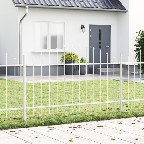 vidaXL Tuinhek met Hoepel Top - Wit, 3,4x1 m, Staal, Tuin en Terras, Schuttingen, Nieuw, IJzer, Verzenden