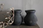 Zwart stenen buik kruikje 17 cm, Huis en Inrichting, Woonaccessoires | Vazen, Ophalen of Verzenden, Nieuw