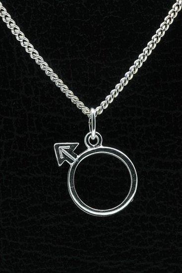Zilveren Mannen teken ketting hanger, Sieraden, Tassen en Uiterlijk, Kettinghangers, Verzenden