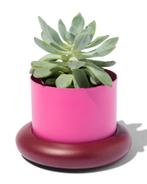 HEMA Bloempot Ø10x6.5cm metaal met schotel roze, Huis en Inrichting, Kamerplanten, Verzenden