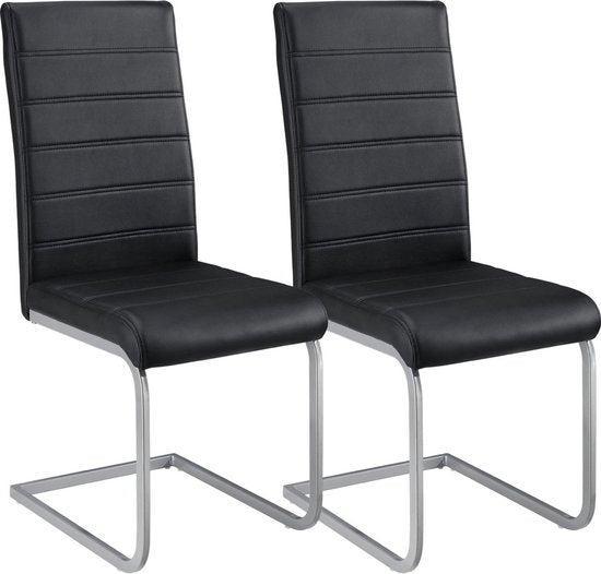 2dekans | 2 Eetkamerstoelen / stoel - Vegas - Kunstleer -, Huis en Inrichting, Stoelen, Zwart, Zo goed als nieuw, Ophalen of Verzenden