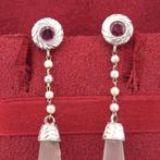 Oorbellen - 18 karaat Witgoud - 1.20ct. tw. Robijn - Parel -, Nieuw