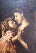 Scuola Francese (XIX-XX) - Madre e Figlia, Antiek en Kunst