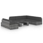 vidaXL 8-delige Loungeset met kussens poly rattan grijs, Verzenden, Nieuw, Rotan, Loungeset