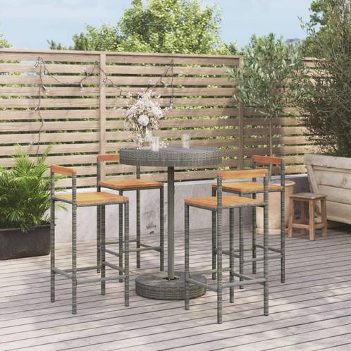 vidaXL 5-delige Tuinbarset poly rattan en massief acaciahout, Tuin en Terras, Tuinsets en Loungesets, Nieuw, 4 zitplaatsen, Rotan