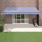 vidaXL Luifel automatisch uitschuifbaar 5x3 m blauw en wit, Tuin en Terras, Verzenden, Nieuw
