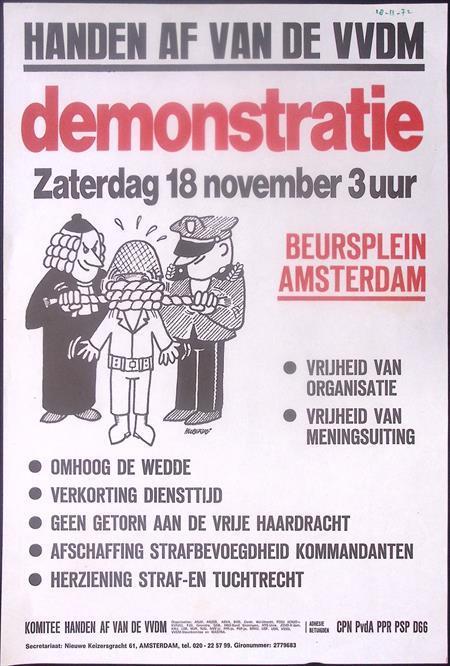 Poster over demonstratie van de VVDM in Amsterdam (Posters), Verzamelen, Posters, Nieuw, Overige onderwerpen, Met lijst, Verzenden