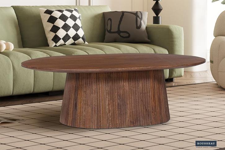 Salontafel Miguel 120 cm Ovaal Mango hout Lichtbruin (2c), Huis en Inrichting, Tafels | Salontafels, Nieuw, Ophalen of Verzenden