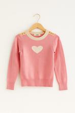Roze meisjes sweater met hart en goudkleurige knopen|NIEUW, Ophalen of Verzenden, Nieuw, Meisje