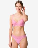 HEMA Damesstring katoen met kant roze 3=35% / 2=25%, Kleding | Dames, Ondergoed en Lingerie, Verzenden, Roze