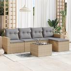 vidaXL 6-delige Loungeset met kussens poly rattan beige, Tuin en Terras, Verzenden, Nieuw, Rotan, Loungeset