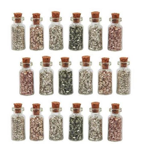 Set van 18 mini flesjes met mini decosteentjes (type 3), Doe-het-zelf en Verbouw, Gereedschap | Handgereedschap, Nieuw, Ophalen of Verzenden