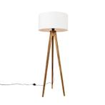 Landelijke tripod vintage hout met kap wit 50 cm - Tripod, Huis en Inrichting, Lampen | Vloerlampen, Nieuw, Overige materialen