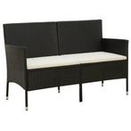 Rattan Tuinbank Zwart met Kussen - retourdeal - Bespaar!, Ophalen of Verzenden, Nieuw, Rotan