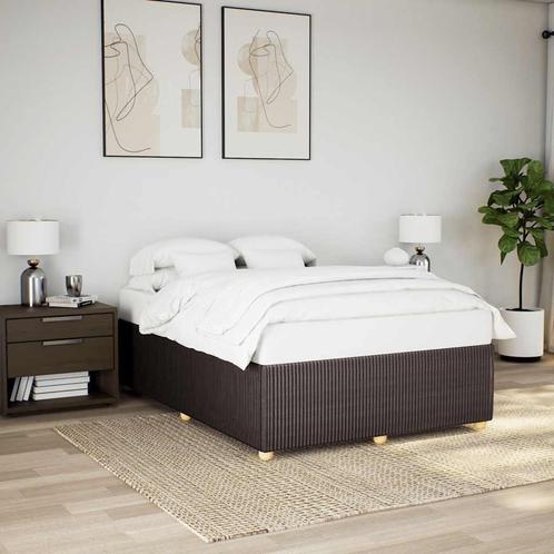 vidaXL Bedframe zonder matras stof donkerbruin 140x190 cm, Huis en Inrichting, Slaapkamer | Bedden, 140 cm, 190 cm of minder, Bruin