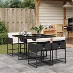 vidaXL 5-delige Tuinset met kussens poly rattan zwart, 4 zitplaatsen, Nieuw, Tuinset, Verzenden
