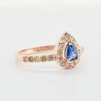 Zonder Minimumprijs - Ring 14 kt. - 1.01ct. tw. Saffier, Nieuw