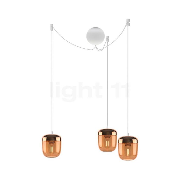 Umage Acorn Cannonball Hanglamp 3-lichts wit, barnsteen/mess, Huis en Inrichting, Lampen | Hanglampen, Nieuw, Verzenden