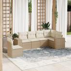 vidaXL 6-delige Loungeset met kussens poly rattan beige, Verzenden, Nieuw, Rotan, Loungeset