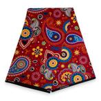 Afrikaanse print stof - Rood Blauw Paisley - 100% katoen - 1, Ophalen of Verzenden, Nieuw