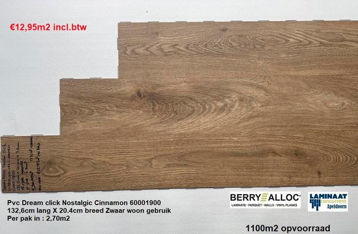 Pvc Click woon project gebruik 100 X Decor vanaf €16,95p/m2, Huis en Inrichting, Stoffering | Vloerbedekking, Wit, Crème, Beige
