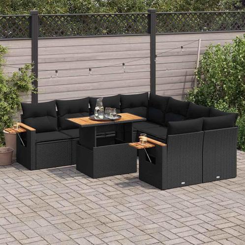 vidaXL 9-delige Loungeset met kussens poly rattan acacia, Tuin en Terras, Tuinsets en Loungesets, Loungeset, Nieuw, Rotan, Verzenden