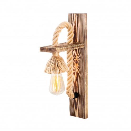 Landelijke wandlamp E27 fitting - Touw | Sofia, Huis en Inrichting, Lampen | Wandlampen, Hout, Ophalen of Verzenden