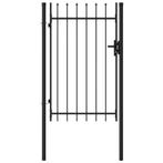 vidaXL Poort met puntige bovenkant enkel 1x1,5 m staal zwart, Verzenden, Nieuw