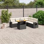vidaXL 7-delige Loungeset met kussens poly rattan zwart, Verzenden, Nieuw, Rotan, Loungeset