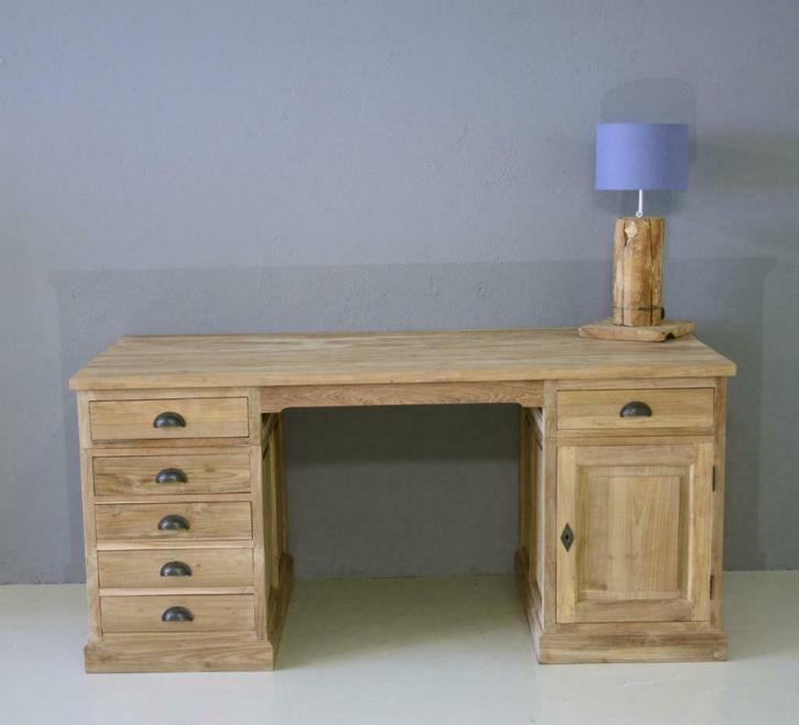 Bureau recycle teak 160x80cm op voorraad; Indoteak, Huis en Inrichting, Bureaus, Bureau, Nieuw