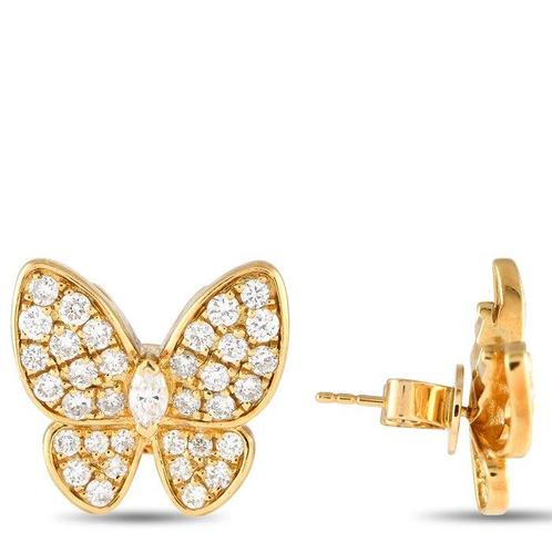 Oorbellen - 18 karaat Geel goud, 18K Geel goud en 1,33ct, Sieraden, Tassen en Uiterlijk, Oorbellen