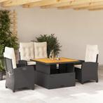 vidaXL 4-delige Tuinset met kussens poly rattan zwart, Tuin en Terras, 4 zitplaatsen, Nieuw, Tuinset, Verzenden