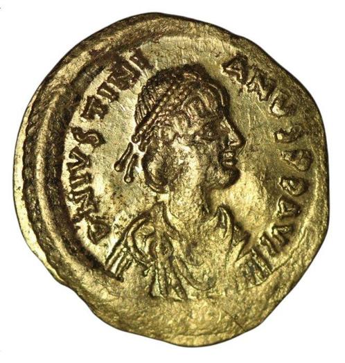 Byzantijnse Rijk. Justinianus I (527-565 n.Chr.). Tremissis, Postzegels en Munten, Munten | Europa | Niet-Euromunten