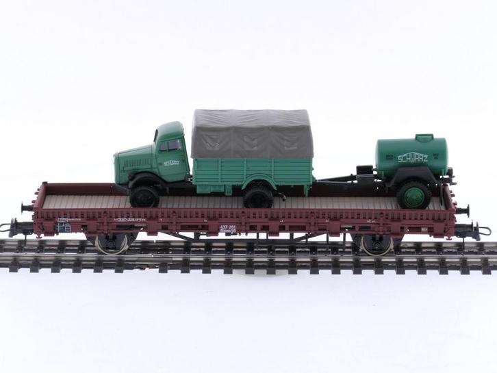 Schaal H0 Roco 47788 rongenwagon met vrachtwagen als ladi..., Hobby en Vrije tijd, Modeltreinen | H0, Gelijkstroom, Gebruikt, Roco