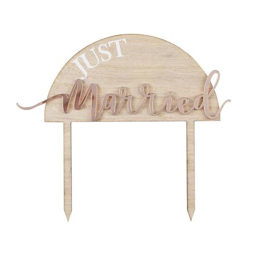Bruiloft Taarttopper Just Married 18cm, Hobby en Vrije tijd, Feestartikelen, Nieuw, Verzenden