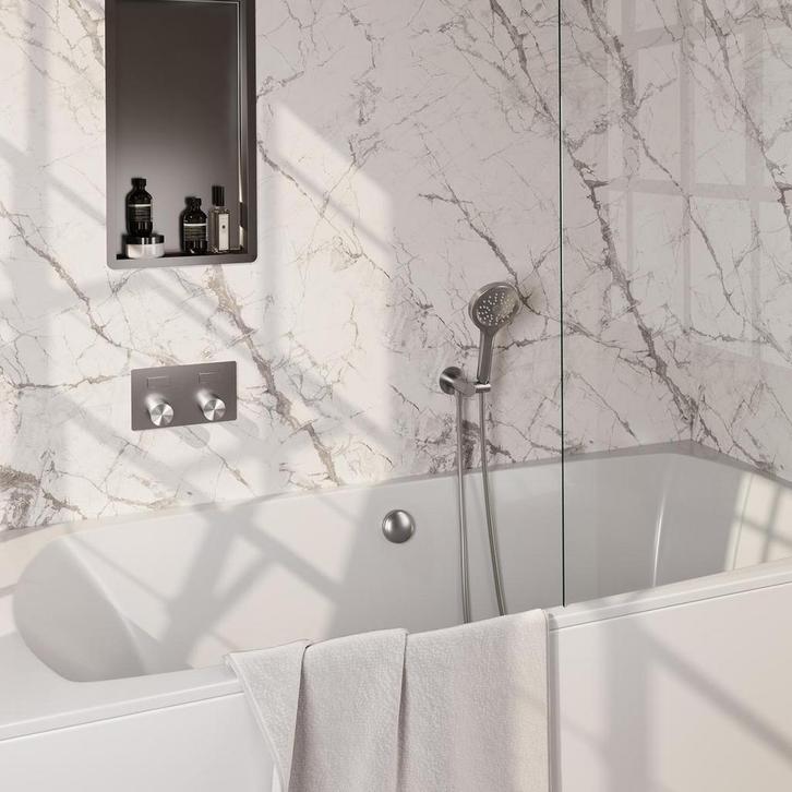 Brauer Brushed Carving Thermostatische Inbouw Badkraan met, Doe-het-zelf en Verbouw, Sanitair, Ophalen of Verzenden