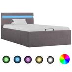 Bedframe met hydraulische opslag en LED stof taupe 100x200, Huis en Inrichting, Slaapkamer | Bedden, Nieuw, Verzenden