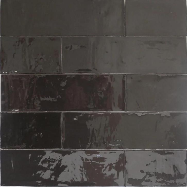 Revoir Paris Atelier - Noir - Wandtegel - 6,2x25cm - Glans -, Doe-het-zelf en Verbouw, Tegels, Ophalen of Verzenden