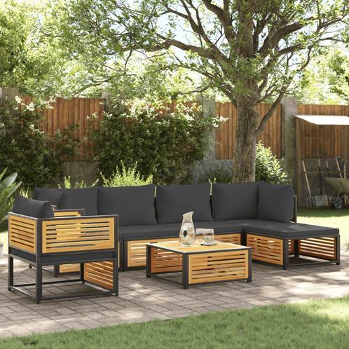 vidaXL 7-delige Tuinbankstel met kussens massief acaciahout, Tuin en Terras, Tuinsets en Loungesets, Nieuw, Hout, Verzenden