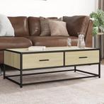 vidaXL Salontafel 100x50x35 cm bewerkt hout en metaal sonoma, Verzenden, Nieuw, Overige houtsoorten, 100 tot 150 cm